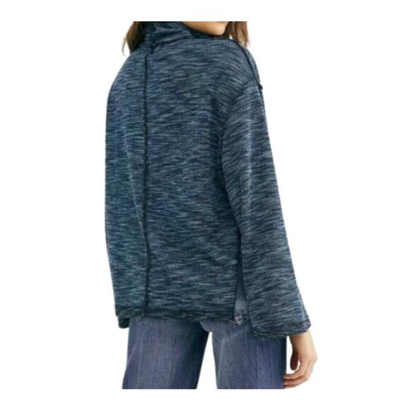 FREE PEOPLE Sunny Days Turtleneck Sweater XS Blue Overboard Combo Relaxed NWT - Picture 2 of 11